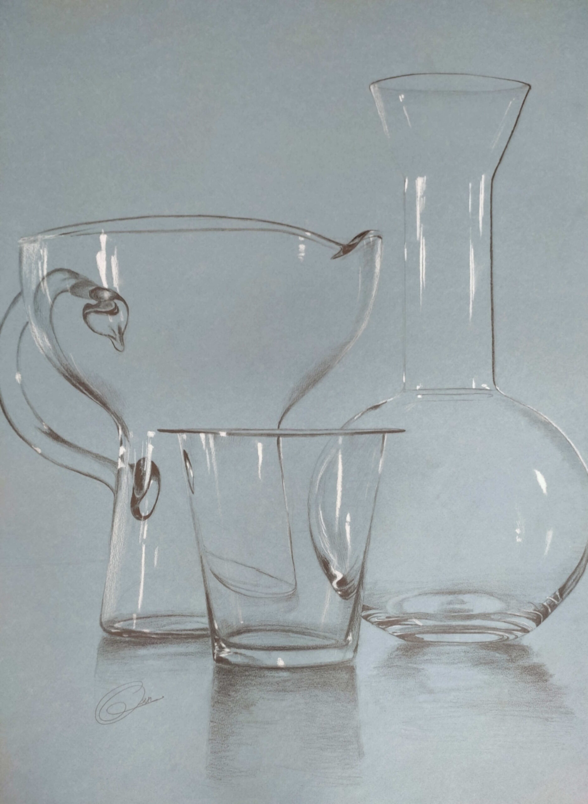 Etude de verre au crayon
